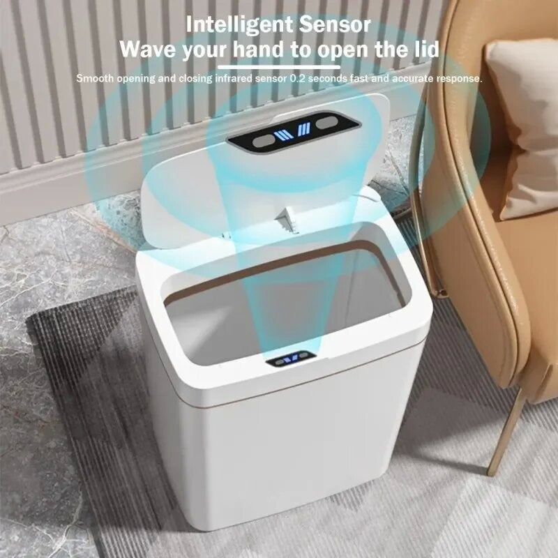 Lixeira inteligente sem contato com sensor de detecção estreita, 15L, com ensaca