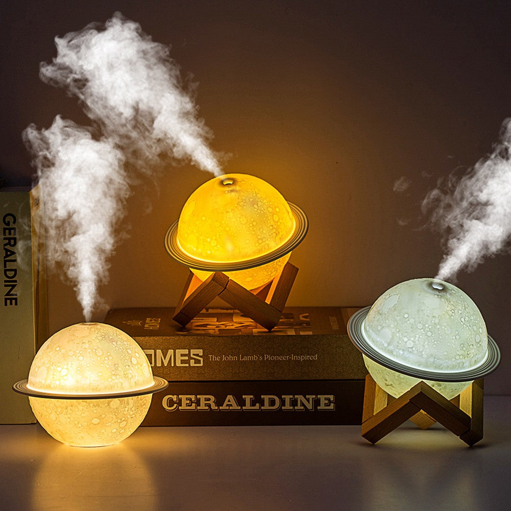 Difusores de Óleo Essencial com Luz LED, Umidificador de Ar 3D em Forma de Lua,