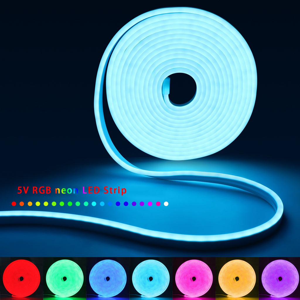 5v usb rgb neon led strip 1m 2m 3m 4m 5m rgb fita de néon com bluetooth app e co